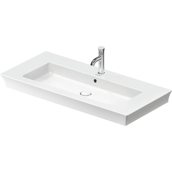Duravit White Tulip Sink 41 1/2 White High Gloss, Faucet Hole Platform, Number Of Faucet Holes: 1, Overflow - 2363100000 - main
